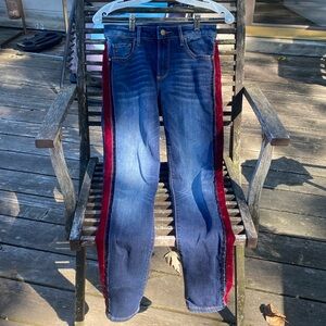 Women's Aqua Tuxedo Stripe Jeans